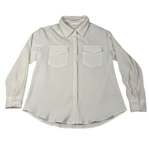 Le Lis Collection Ivory Pleated Button Down Shirt Womens Medium MT5591 Off White